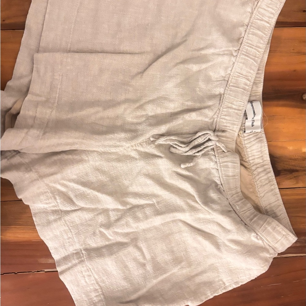 Abercrombie & Fitch Light Beige Drawstring Linen-Blend